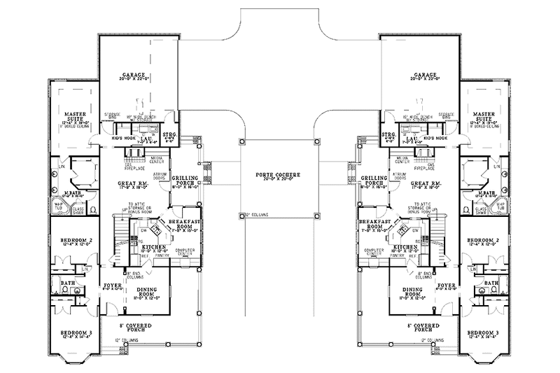 Home Plan - Floor Plan - Main Floor for Country House Plan #17-2819 - 6 bed, 4 bath