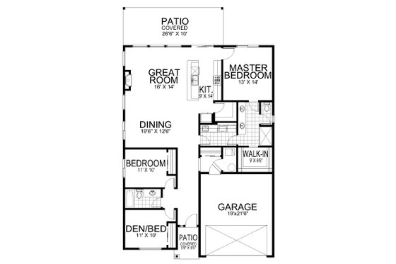 Floor Plan - Main Floor for Contemporary House Plan #112-199 - 3 bed, 2 bath