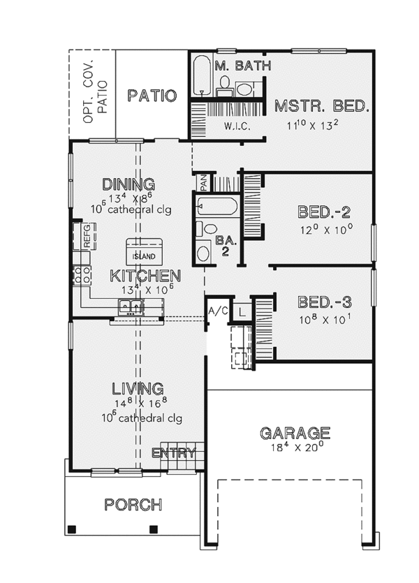 House Design - Ranch Floor Plan - Main Floor Plan #472-306