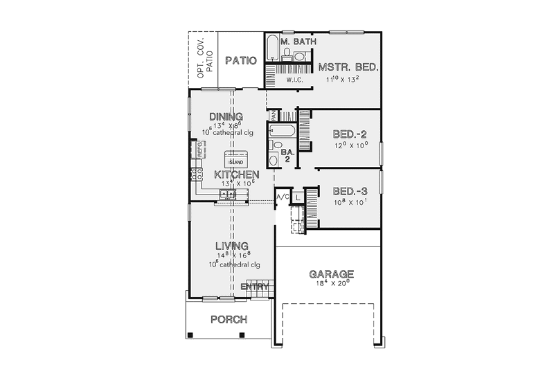 Home Plan - Floor Plan - Main Floor for Ranch House Plan #472-306 - 3 bed, 2 bath