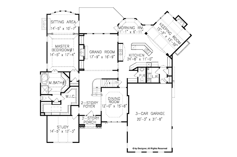 House Blueprint - Floor Plan - Main Floor for Traditional House Plan #54-331 - 5 bed, 5.5 bath