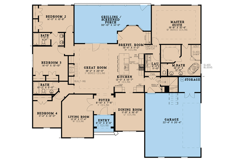 Home Plan - Floor Plan - Main Floor for Ranch House Plan #923-75 - 4 bed, 3 bath