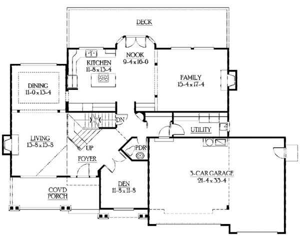 House Blueprint - Craftsman Floor Plan - Main Floor Plan #132-390