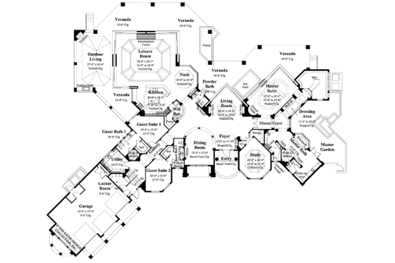 Floor Plan - Main Floor for Mediterranean House Plan #930-319 - 3 bed, 4.5 bath