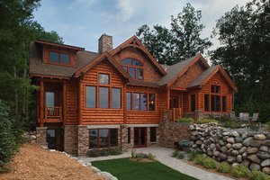 Exterior - Rear Elevation for Log House Plan #928-263 - 5 bed, 4.5 bath