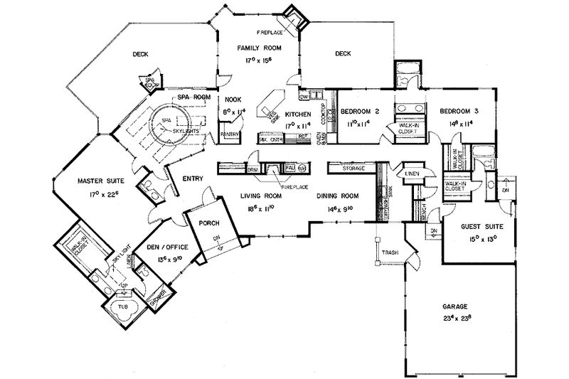 Home Plan - Floor Plan - Main Floor for European House Plan #60-837 - 5 bed, 4.5 bath