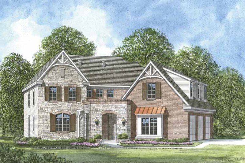 Dream House Plan - Exterior - Front Elevation 3 for European House Plan #952-205 - 4 bed, 3.5 bath