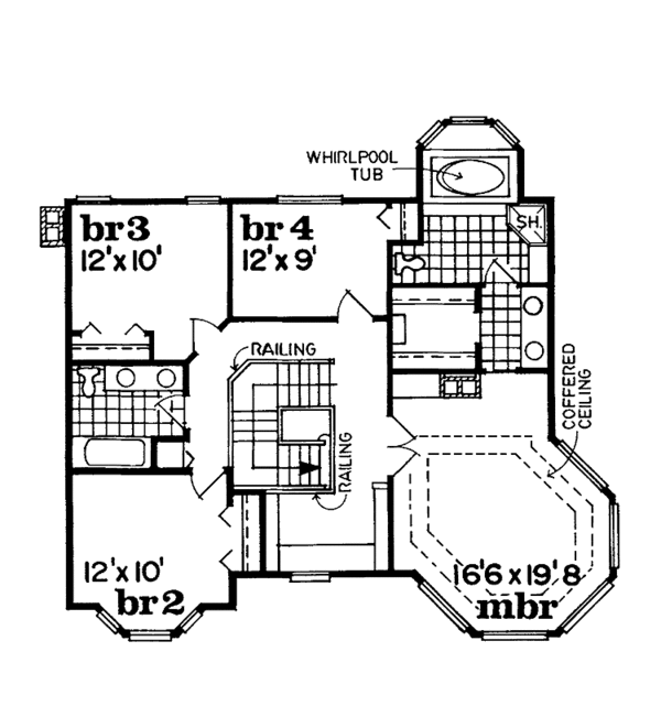 Architectural House Design - Victorian Floor Plan - Upper Floor Plan #47-747