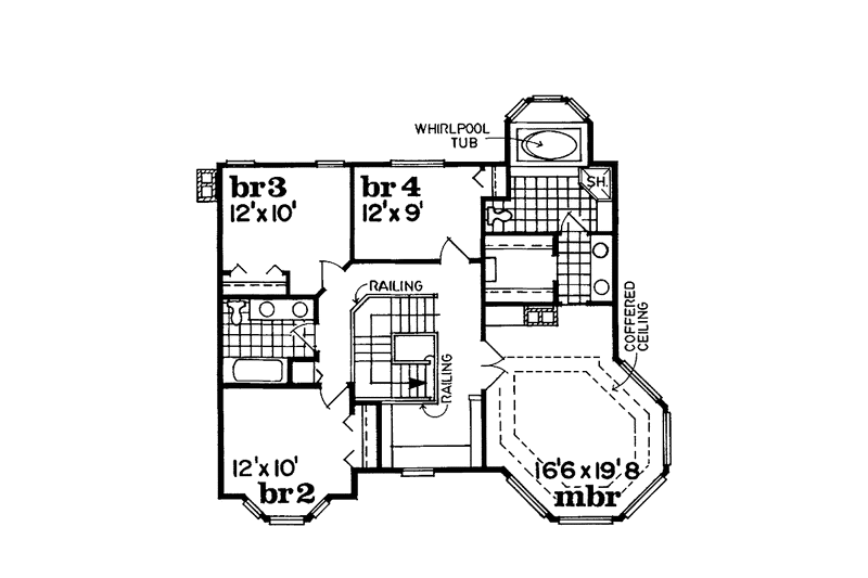 Architectural House Design - Floor Plan - Upper Floor for Victorian House Plan #47-747 - 4 bed, 2.5 bath