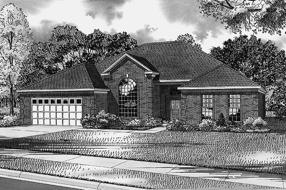 Exterior - Front Elevation 3 for European House Plan #17-2695 - 4 bed, 2 bath