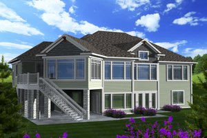 Exterior - Rear Elevation for Ranch House Plan #70-1149 - 3 bed, 4.5 bath