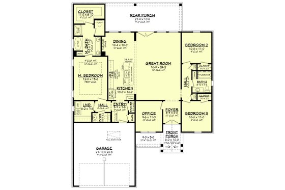 Floor Plan - Main Floor for Farmhouse House Plan #430-284 - 3 bed, 2.5 bath