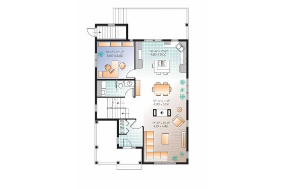 Floor Plan - Main Floor for Traditional House Plan #23-2505 - 3 bed, 2.5 bath