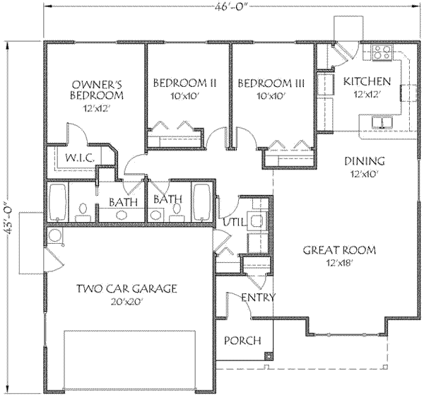 Adobe / Southwestern Floor Plan - Main Floor Plan #24-198