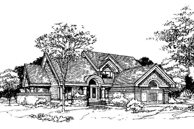 Home Plan - Exterior - Front Elevation 3 for European House Plan #320-738 - 4 bed, 2.5 bath