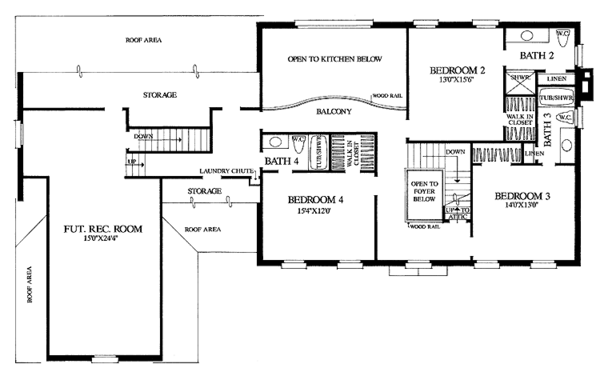 Architectural House Design - Classical Floor Plan - Upper Floor Plan #137-316