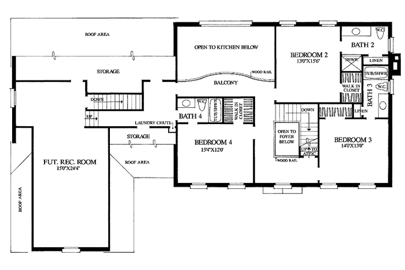 Home Plan - Floor Plan - Upper Floor for Classical House Plan #137-316 - 4 bed, 4.5 bath
