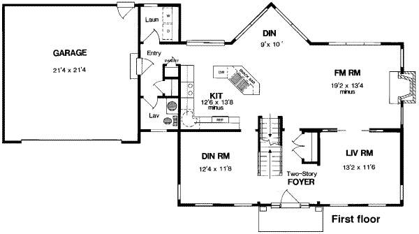 Colonial Floor Plan - Main Floor Plan #316-123