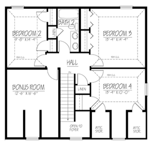 House Design - Colonial Floor Plan - Upper Floor Plan #1061-2