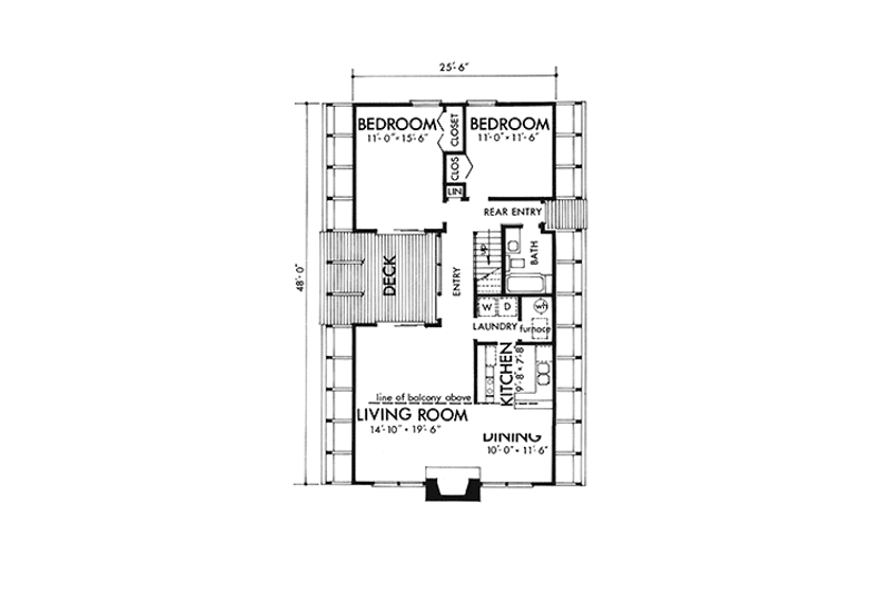 Home Plan - Floor Plan - Main Floor for Prairie House Plan #320-1028 - 3 bed, 2 bath