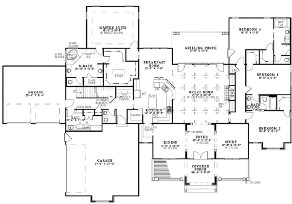 Architectural House Design - Craftsman Floor Plan - Main Floor Plan #17-2771