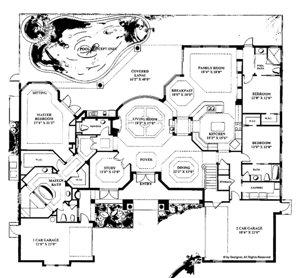 House Plan Design - Mediterranean Floor Plan - Main Floor Plan #1017-58