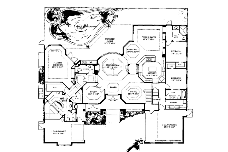 Dream House Plan - Floor Plan - Main Floor for Mediterranean House Plan #1017-58 - 4 bed, 4.5 bath