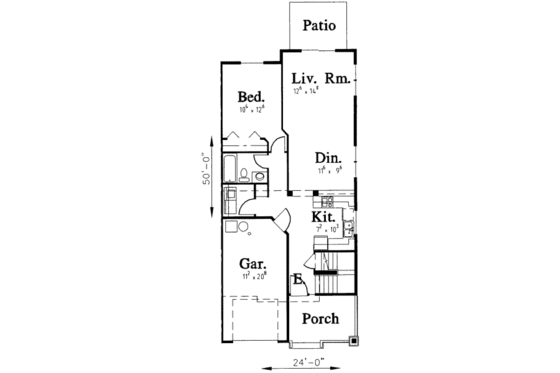 Floor Plan - Main Floor for Traditional House Plan #303-395 - 2 bed, 2 bath