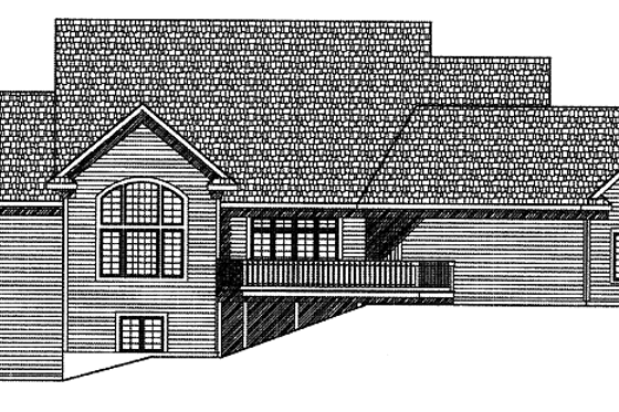 Exterior - Rear Elevation for Ranch House Plan #70-1350 - 4 bed, 3.5 bath