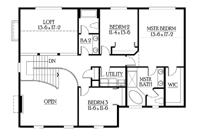 Dream House Plan - Floor Plan - Upper Floor for Craftsman House Plan #132-369 - 4 bed, 3.5 bath
