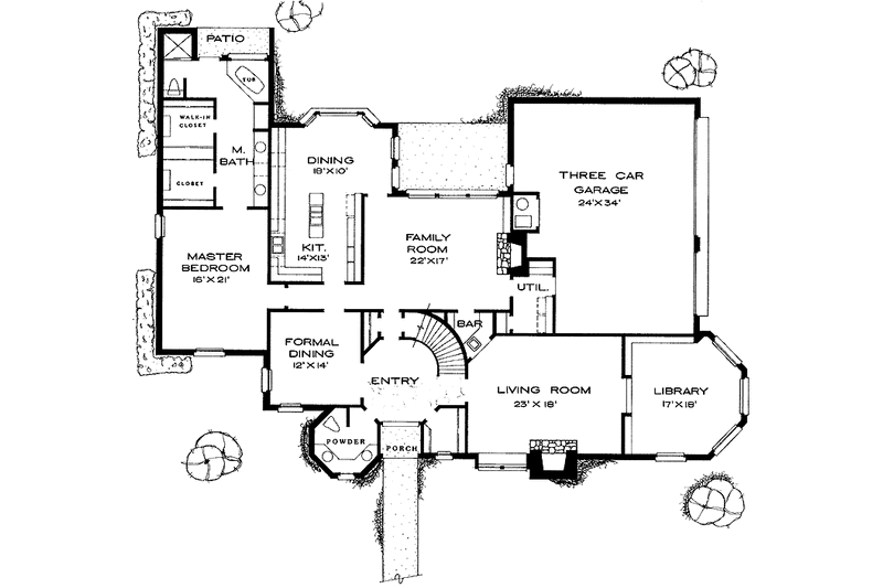 House Blueprint - Floor Plan - Main Floor for European House Plan #310-1062 - 4 bed, 3.5 bath