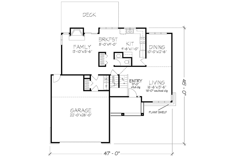 Home Plan - Floor Plan - Main Floor for Country House Plan #320-1095 - 3 bed, 2.5 bath