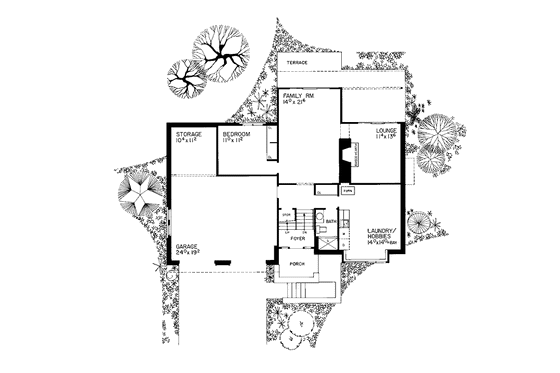 Floor Plan - Main Floor for Mediterranean House Plan #72-749 - 4 bed, 3 bath