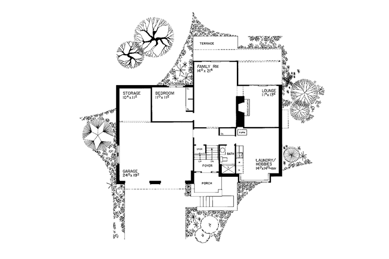 Home Plan - Floor Plan - Main Floor for Mediterranean House Plan #72-749 - 4 bed, 3 bath