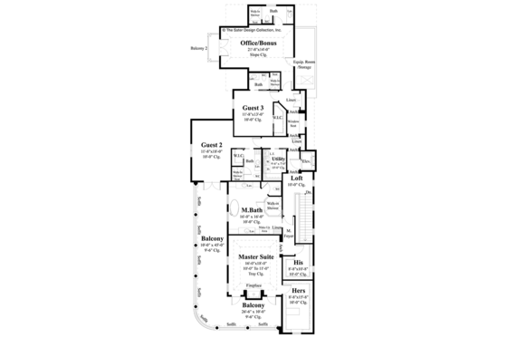 Floor Plan - Upper Floor for Classical House Plan #930-460 - 3 bed, 4.5 bath