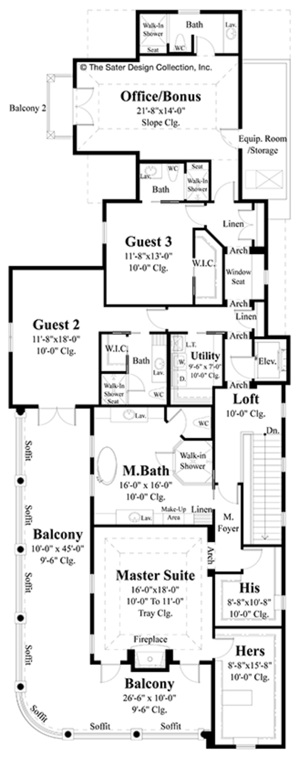 Classical Floor Plan - Upper Floor Plan #930-460