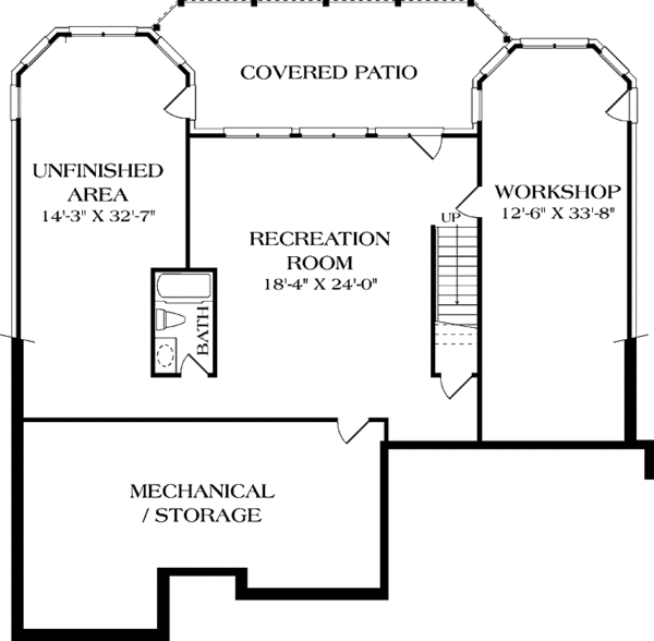 Architectural House Design - Traditional Floor Plan - Lower Floor Plan #453-556