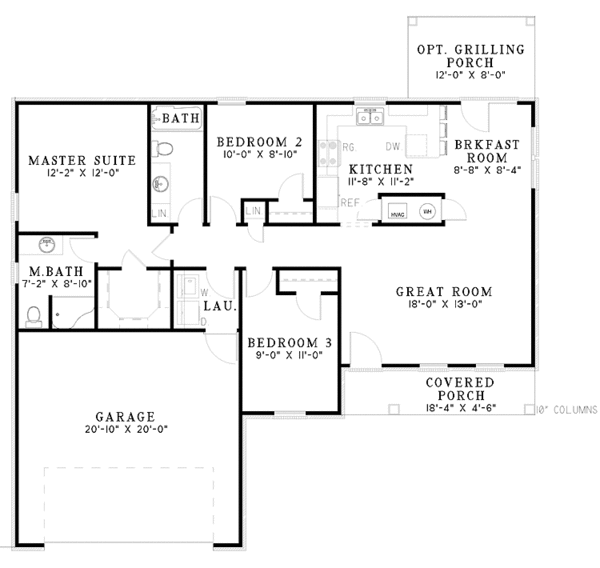 Architectural House Design - Country Floor Plan - Main Floor Plan #17-3132