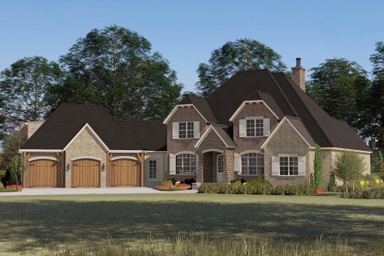 Exterior - Front Elevation 4 for European House Plan #17-3447 - 5 bed, 3.5 bath