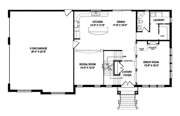 Traditional Floor Plan - Main Floor Plan #1057-5