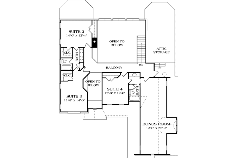 Dream House Plan - Floor Plan - Upper Floor for Traditional House Plan #453-556 - 4 bed, 4.5 bath