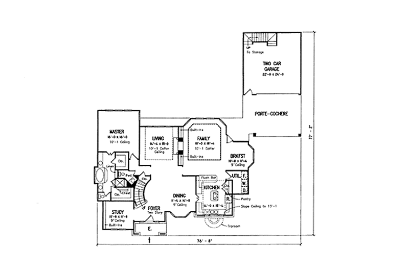Home Plan - Floor Plan - Main Floor for European House Plan #974-38 - 4 bed, 3.5 bath