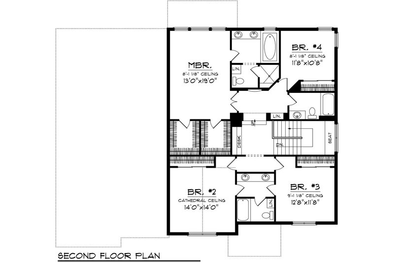 Home Plan - Floor Plan - Upper Floor for Traditional House Plan #70-1089 - 4 bed, 3.5 bath