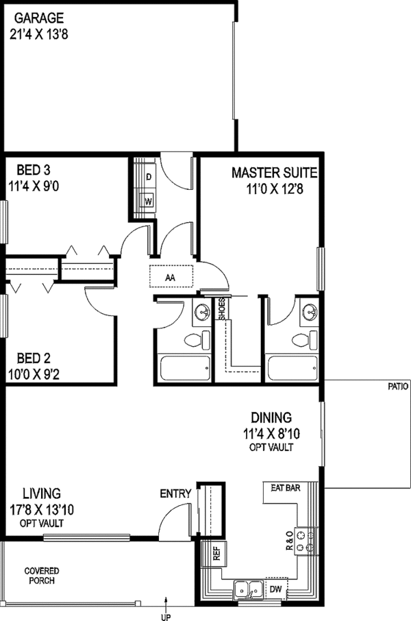 Craftsman Floor Plan - Main Floor Plan #60-720