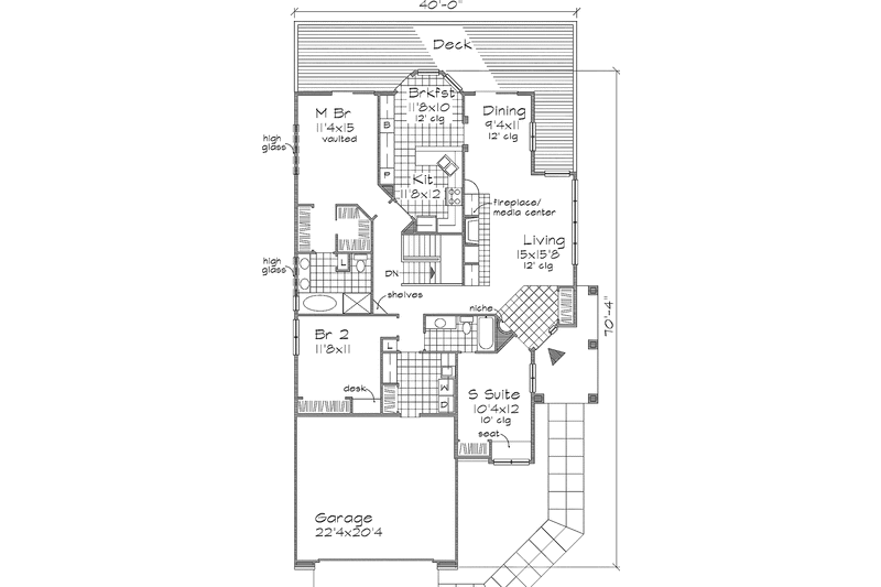 Architectural House Design - Floor Plan - Main Floor for European House Plan #320-517 - 3 bed, 2 bath