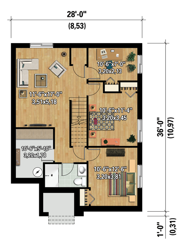 Contemporary Floor Plan - Lower Floor Plan #25-4538