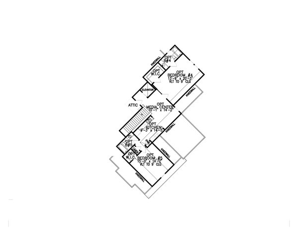 Architectural House Design - Ranch Floor Plan - Upper Floor Plan #54-445