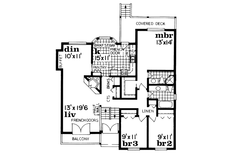 Home Plan - Floor Plan - Main Floor for Contemporary House Plan #47-982 - 3 bed, 2 bath