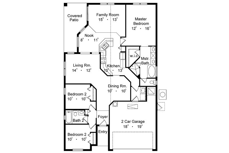 House Design - Floor Plan - Main Floor for Country House Plan #1015-34 - 3 bed, 2 bath