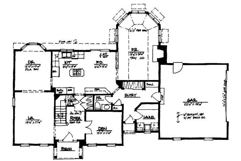 Architectural House Design - Floor Plan - Main Floor for Classical House Plan #328-261 - 4 bed, 2.5 bath